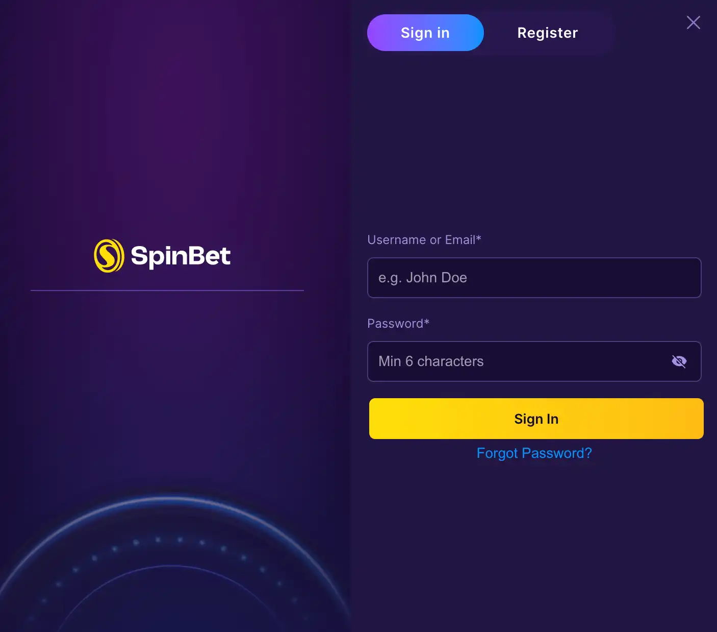 Spin Bet Login